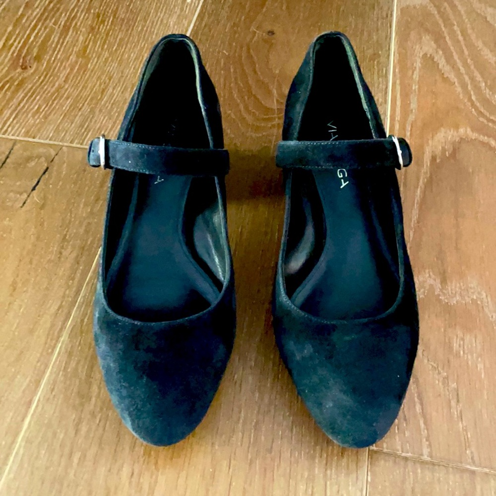 Black Suede Via Spiga Low Heels